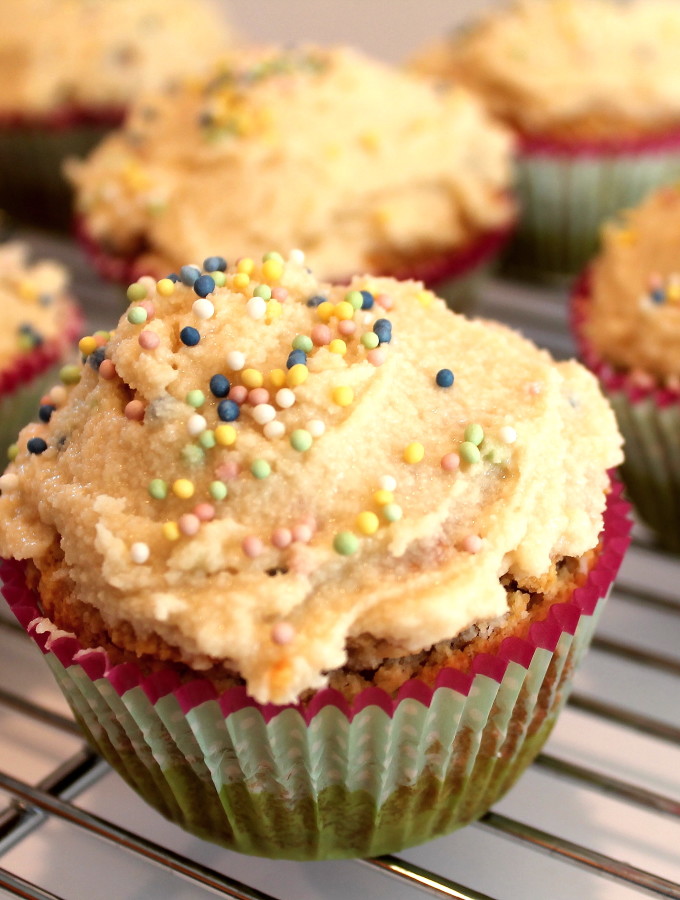 paleo vanilla cupcakes with honey buttercream