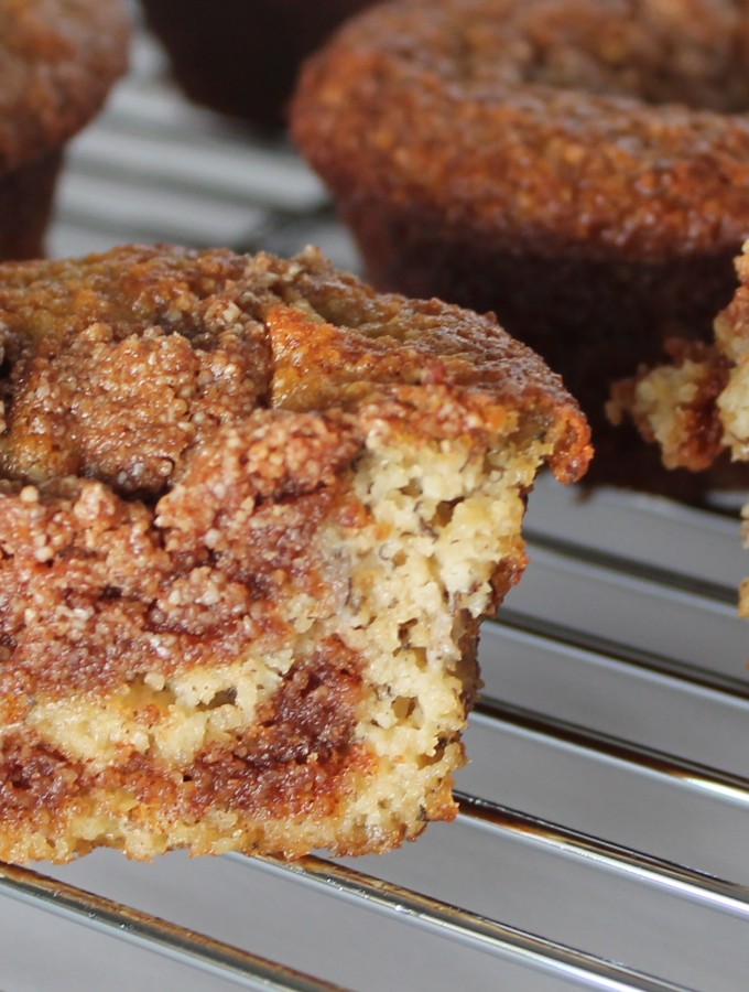 paleo cinnamon crumble banana muffins