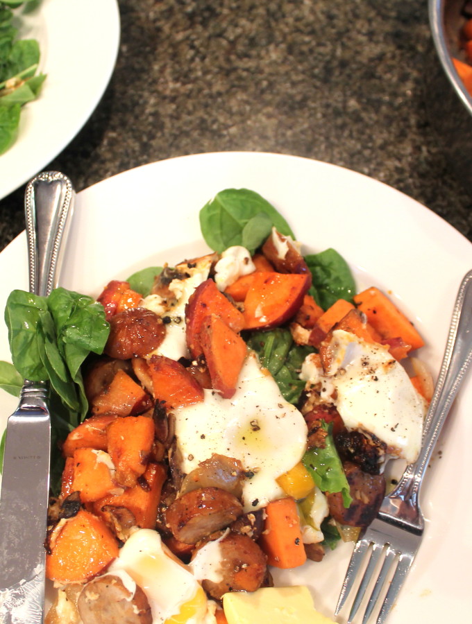sweet potato apple sausage hash