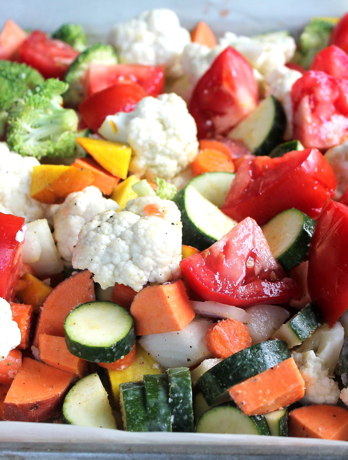 roasted veggies with homemade pesto