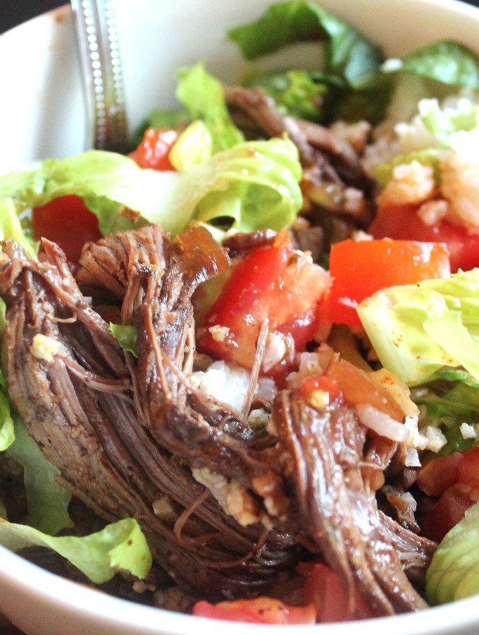 crock pot barbacoa bowls with cilantro lime cauliflower rice