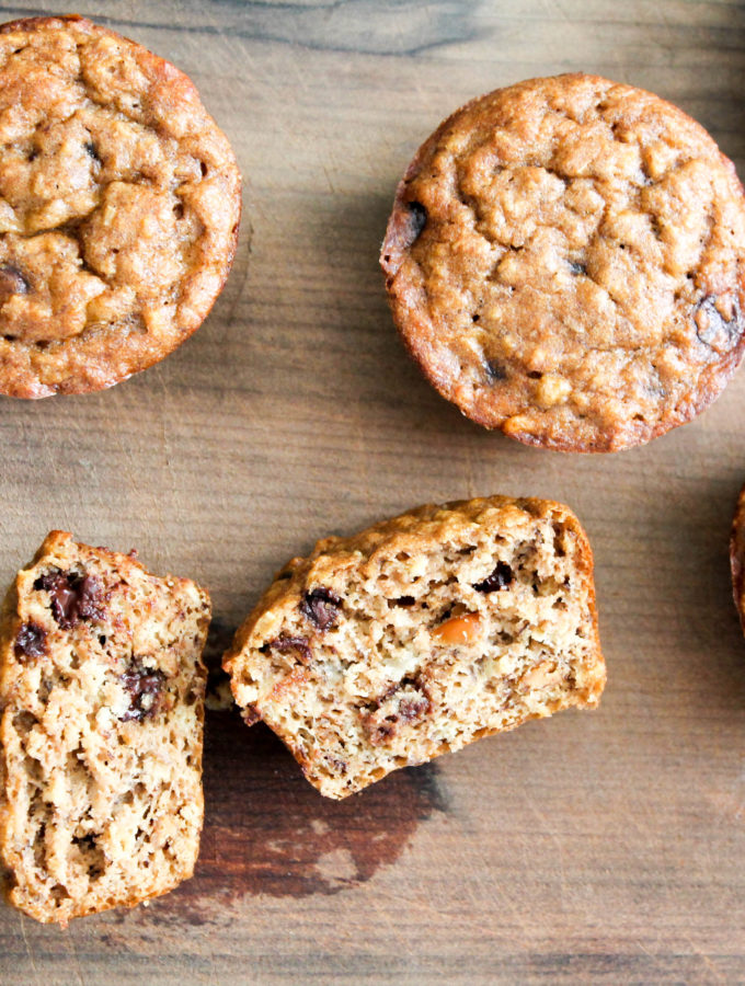 gluten free peanut butter banana oat muffins